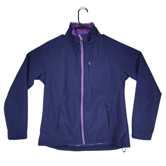 Double Diamond M Softshell Jacket Womens Fleece Lined Purple Zip Pockets‎ Bungee - Picture 1 of 13